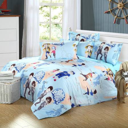 唯眠紡家紡全棉斜紋床上用品四件套 1.5米 1.8米通用四件套 床單 爸爸去哪兒